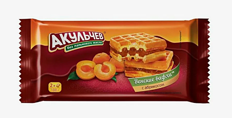 Вафли венские с АБРИКОСОМ 100г 1*22 шт Акульчев 