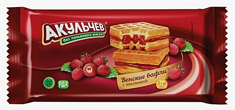 Вафли венские с ЗЕМЛЯНИКОЙ  100г 1*22 шт Акульчев 