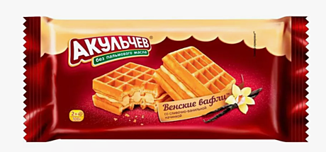 Вафли венские СЛИВОЧНО-ВАНИЛЬНЫЕ 100г 1*22 шт Акульчев 