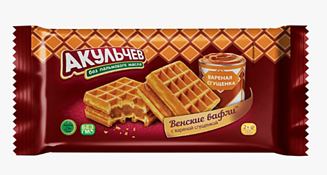 Вафли венские со СГУЩЕНКОЙ  100г 1*22 шт Акульчев 