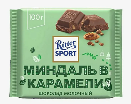 Риттер Спорт 100 г 1*12 Карамелизированный Какао Миндаль Зима