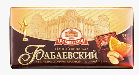 Бабаевский с апельсиновыми кусочками и миндалем (шоколад) 1/90 68шт 17шт/бл /ККБ/