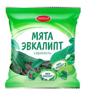 Карамель леденцовая со вкусом мята-эвкалипт 250 г / 12 шт АЗОВ