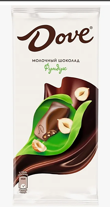         DOVE молочный с дроб.фундок  90г (477) 1х16  