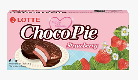         ЛОТТЕ Choco Pie  168гр*6шт №6 КЛУБНИКА 