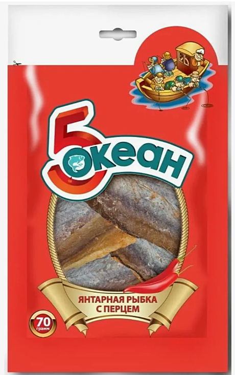         5 океан - Янтарная рыбка с перцем 70г (1х12)
