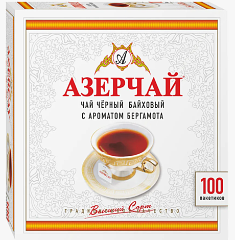АЗЕРЧАЙ черный байз с БЕРГАМОТОМ  2гр*100п*6 шт 