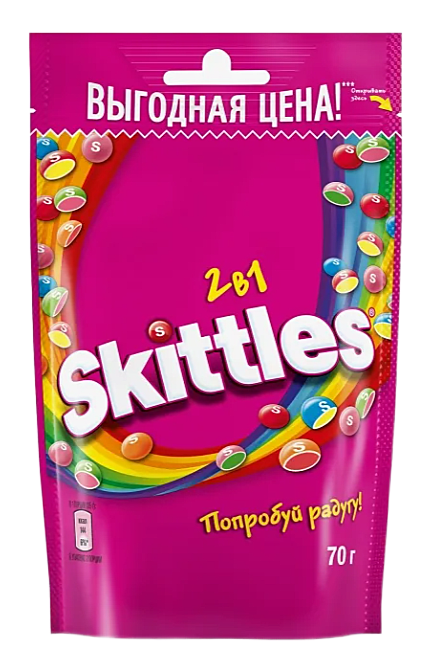             ВНИМАНИЕ SKITTLES жев.конф.70 гр 26 шт 2в1 РОЗОВЫЙ