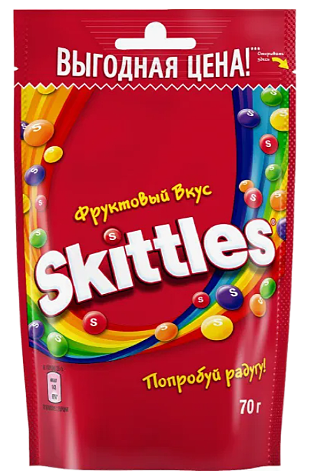             ВНИМАНИЕ SKITTLES жев.конф.70 гр 26 шт . ФРУКТЫ КРАСНЫЙ