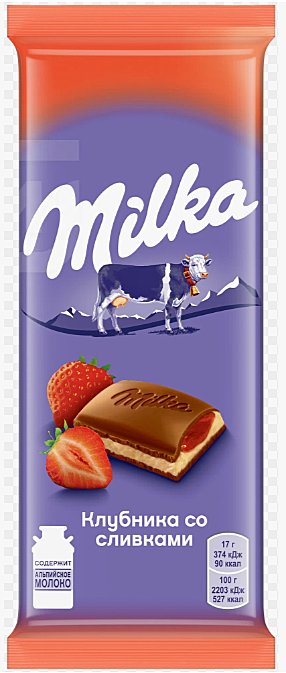 Милка 85 г 1*20 шт Клубника со Сливками 