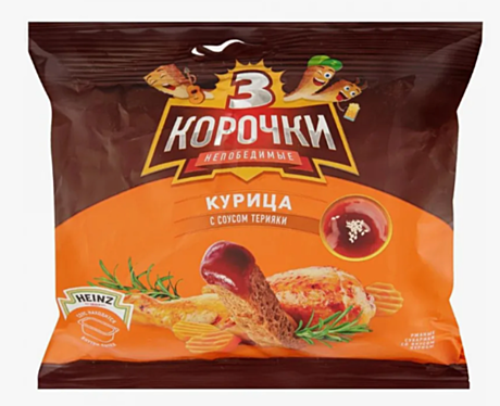                 Сухарики  3 корочки 60гр + 25 мл  ржан Курица+соус терияки (1*30шт)   BC929
