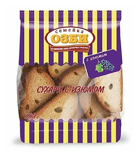                 Сухари с изюмом в сахаре фас 0.3 кг Озби 