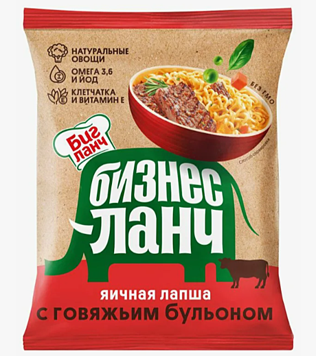             Лапша Бизнес Ланч Яичс говяжый бульон плён 60гр *100