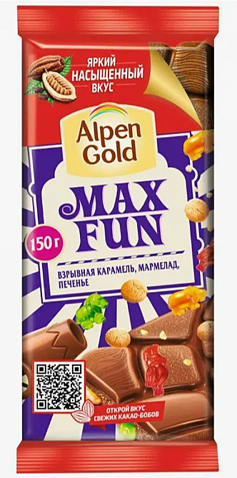             Альпен Голд  MAXFUN 160г(1х15) Со взрывной карамелью мармеладом и печеньем 